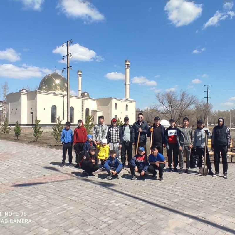«Төлеутай ата» мешітінің ауласы көгалдандырылды